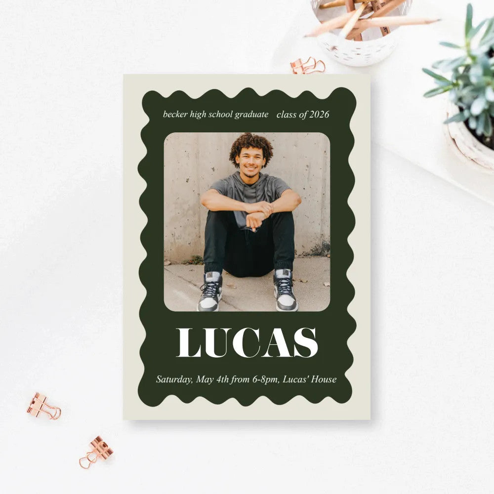 5x7 Single Sided Flat Card - GRAD (Curvy Frame)