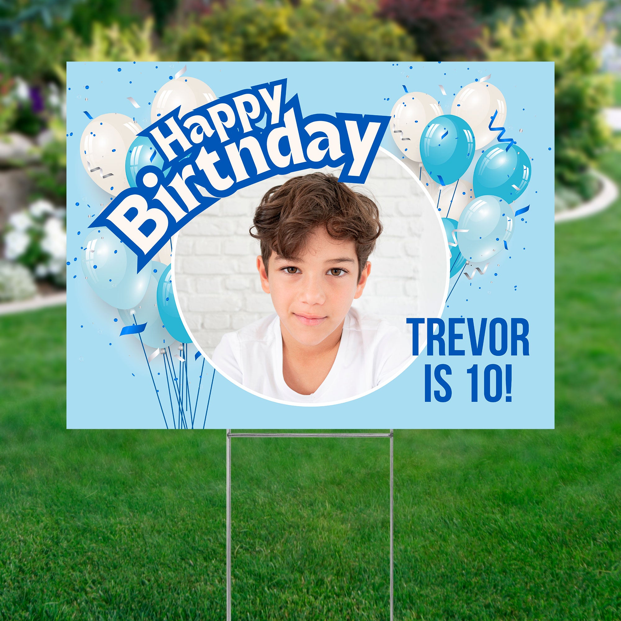 Yard Sign 24x18 (Blue Birthday Balloons)
