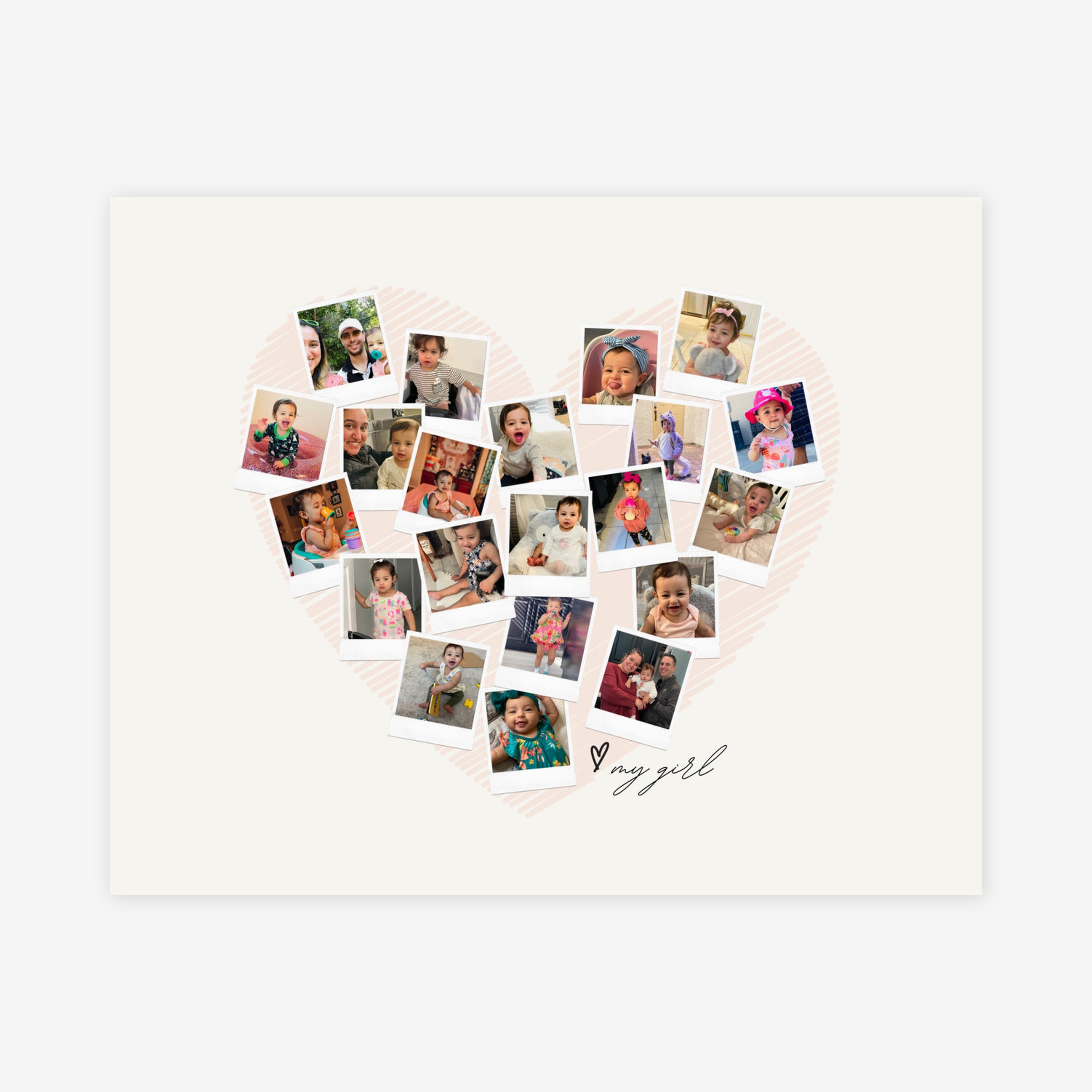 20x16 Heart Collage (Polaroids) Print
