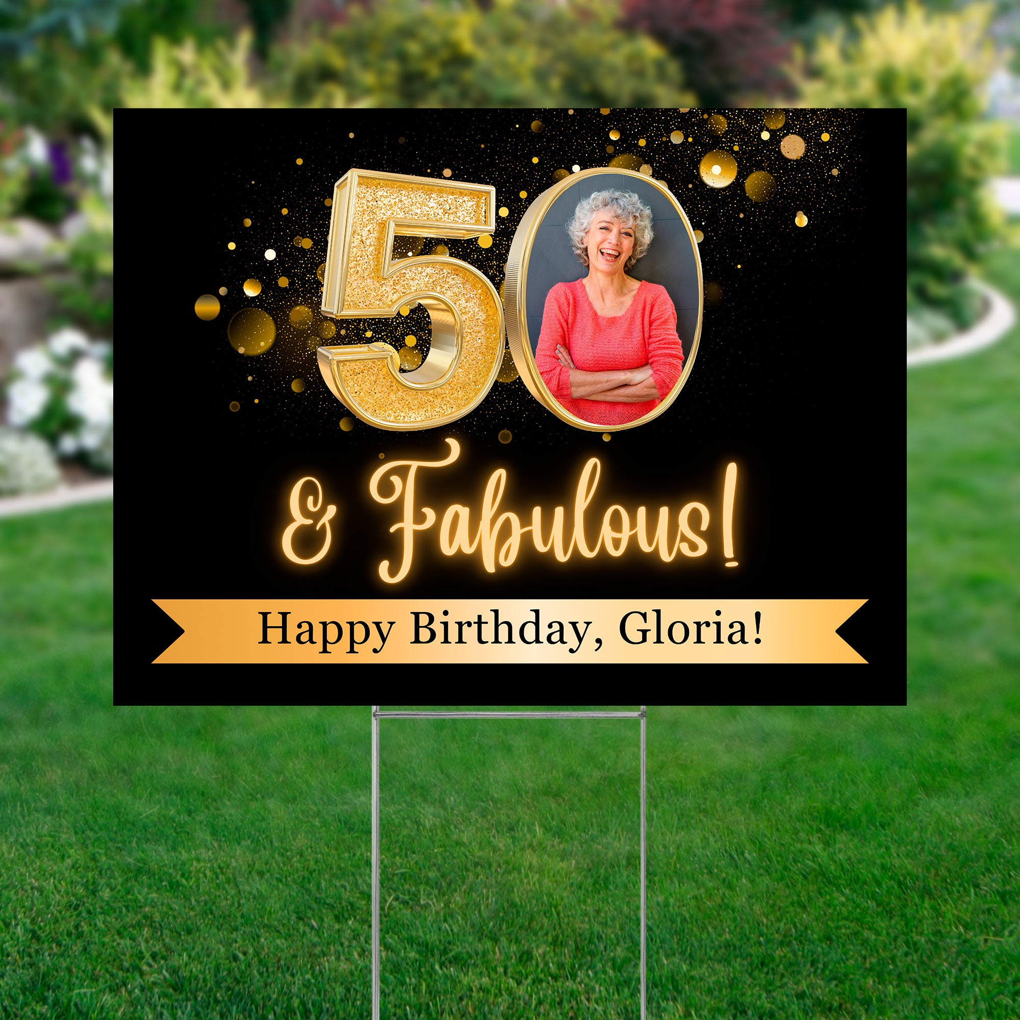 Yard Sign 24x18 (50 & Fabulous! w/Photo)