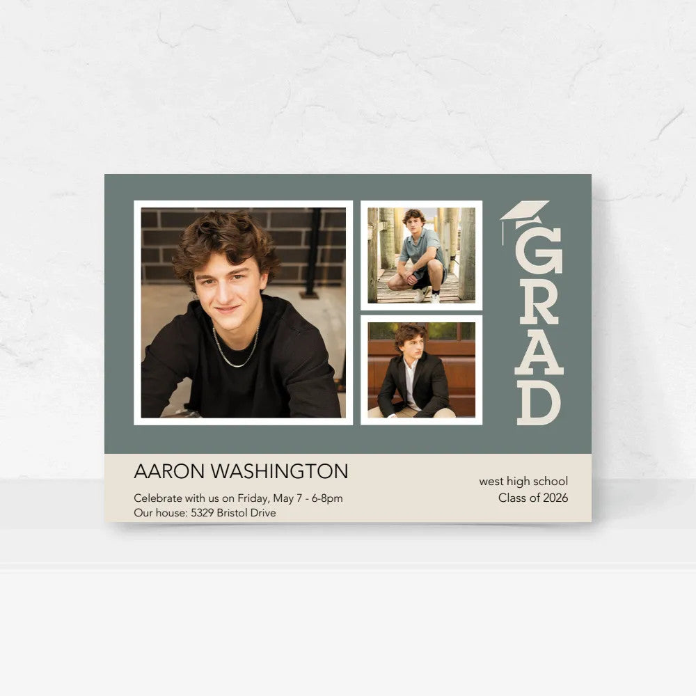 7x5 Single Sided Flat Card - GRAD (Grad Cap)
