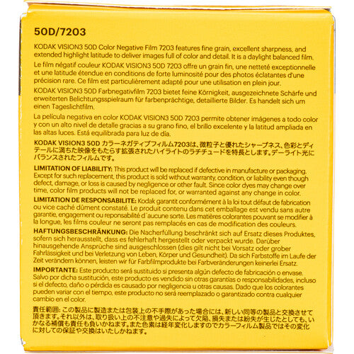 Kodak VISION3 50D Color Negative Film #7203 (Super 8, 50' Roll)