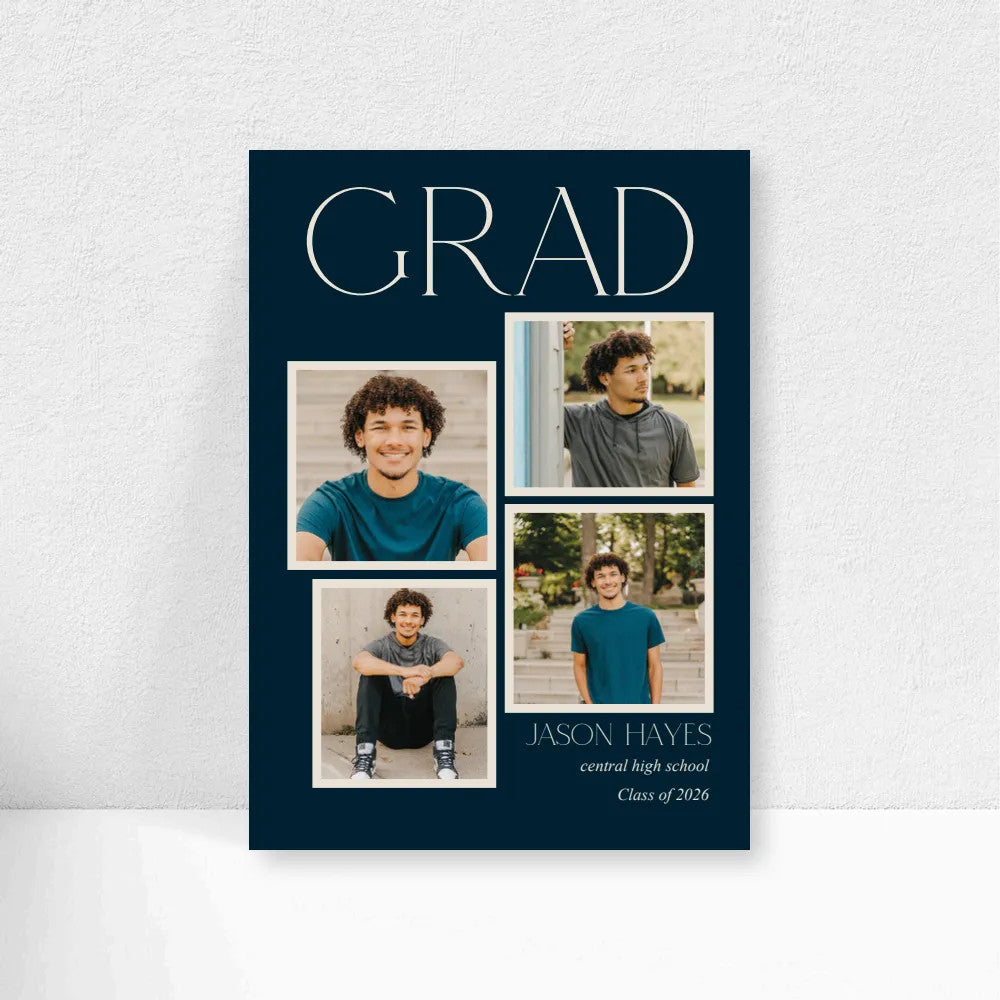 5x7 Double Sided Flat Card - GRAD ( Blue Grad Stripes-1)