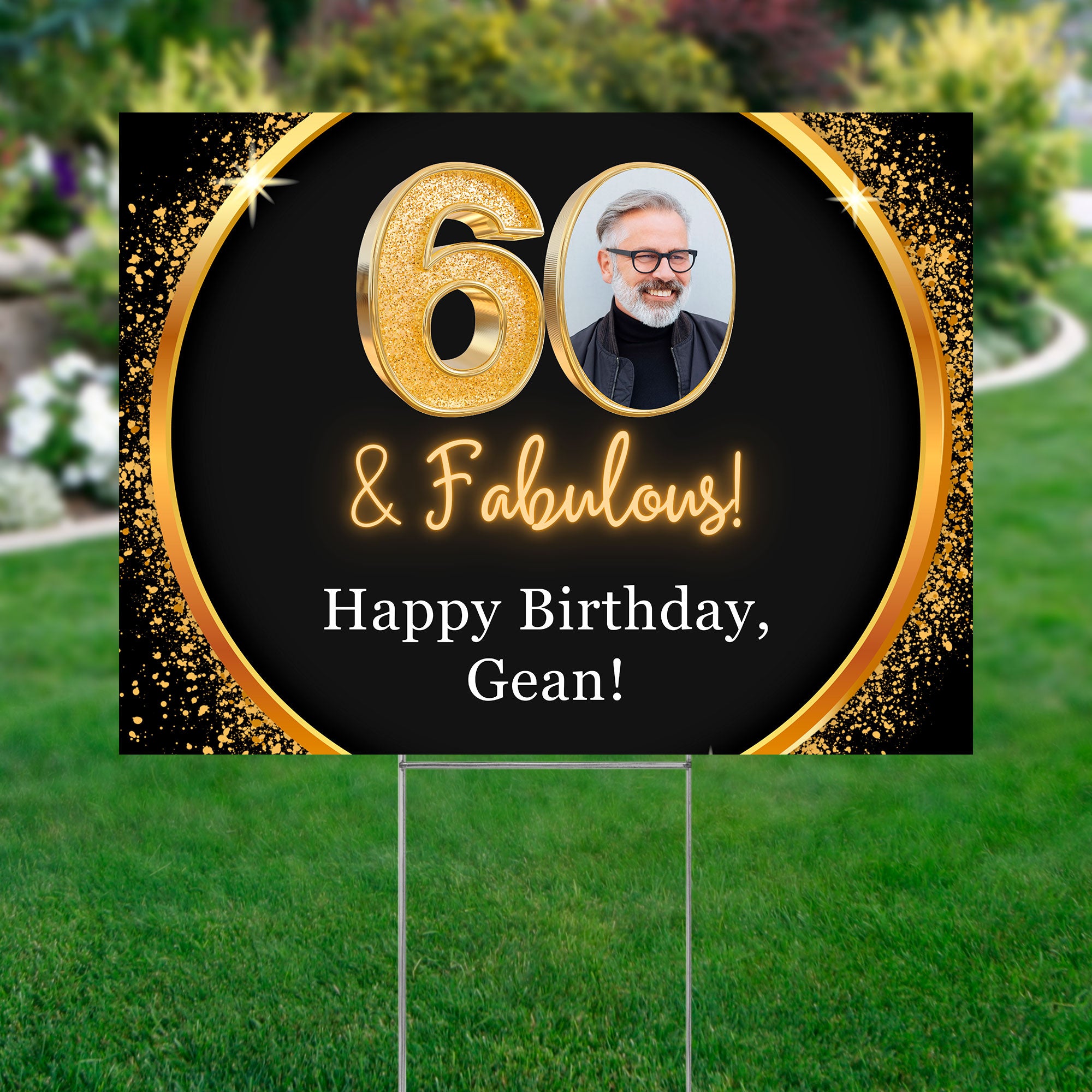Yard Sign 24x18 (60 & Fabulous! w/Photo)