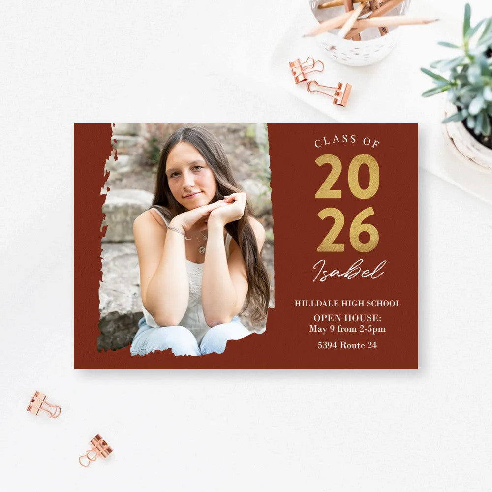 7x5 Single Sided Flat Card - GRAD (School Color)