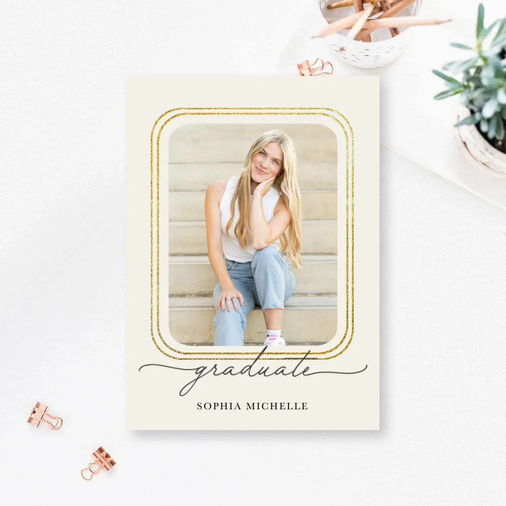 5x7 Double Sided Flat Card - GRAD (Gold Border-1)