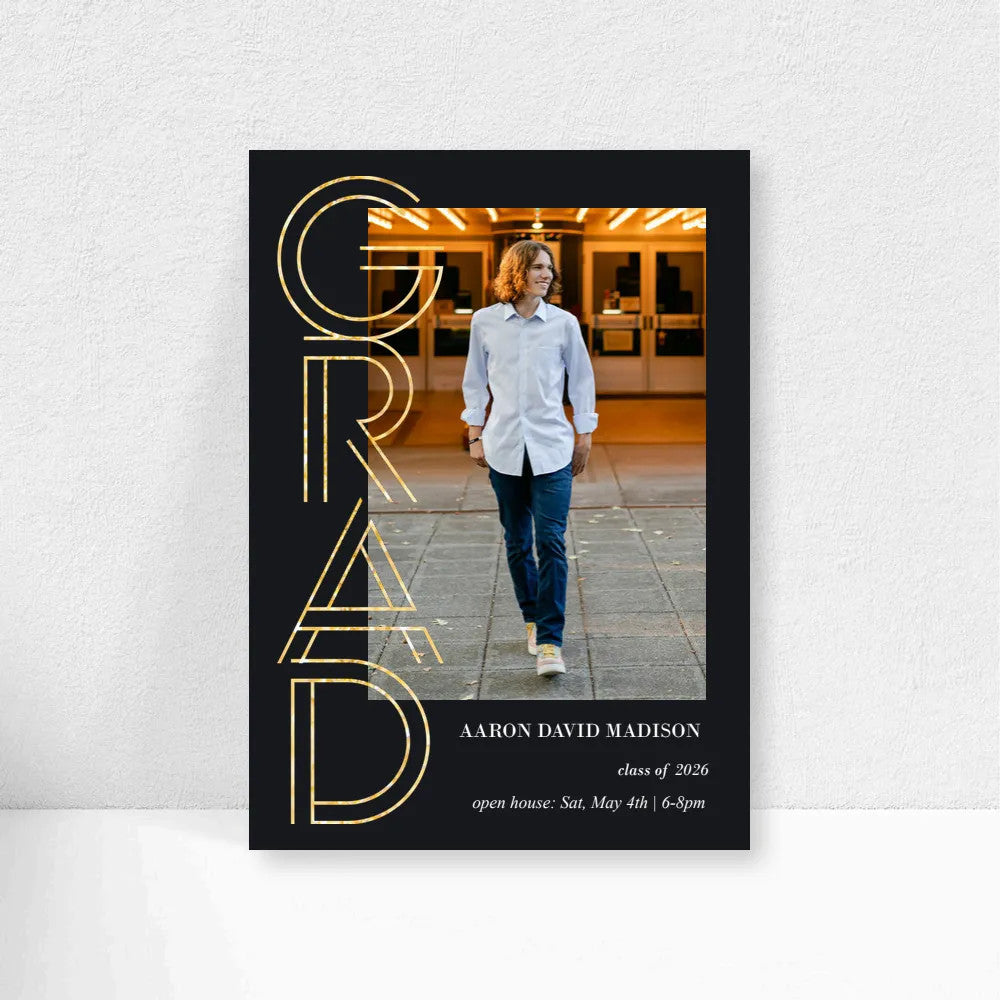 5x7 Single Sided Flat Card - GRAD (Vertical Gold Grad)