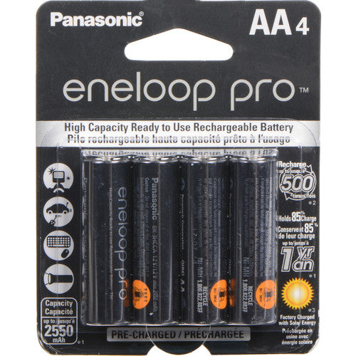 Panasonic eneloop pro AA Rechargeable NiMH Batteries (1.2V, 2550mAh, 4-Pack)