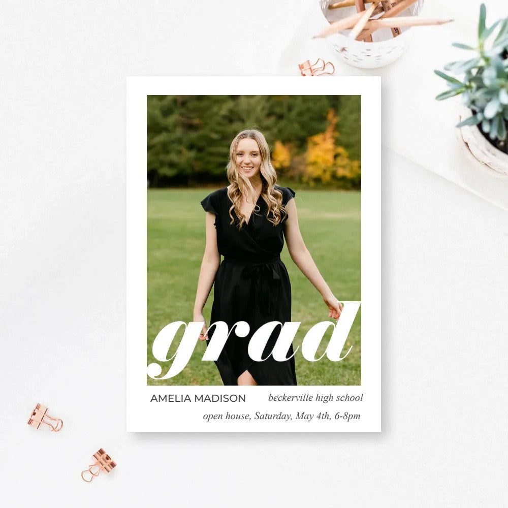 5x7 Single Sided Flat Card - GRAD (White Grad)