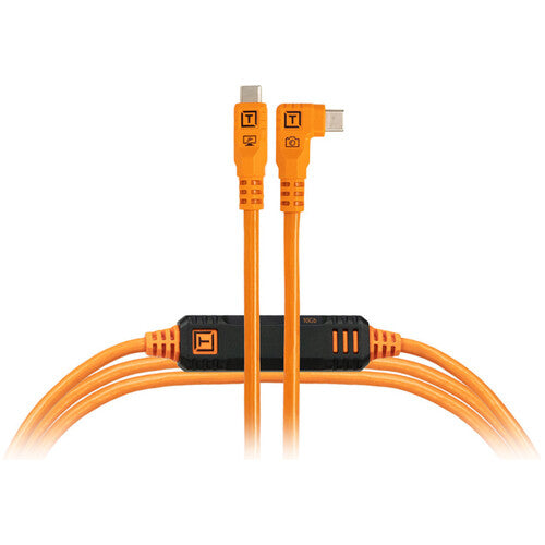 Tether Tools TetherPro Optima USB-C Cable (15', High-Visibility Orange, Right-Angle)