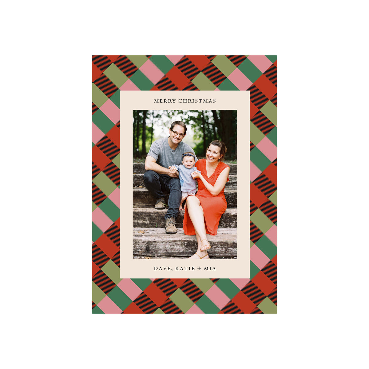 Holiday Greeting Cards - Red, Green & Pink Pattern