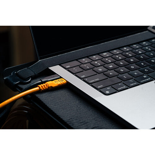 Tether Tools TetherPro Optima USB-C Cable (15', High-Visibility Orange, Right-Angle)