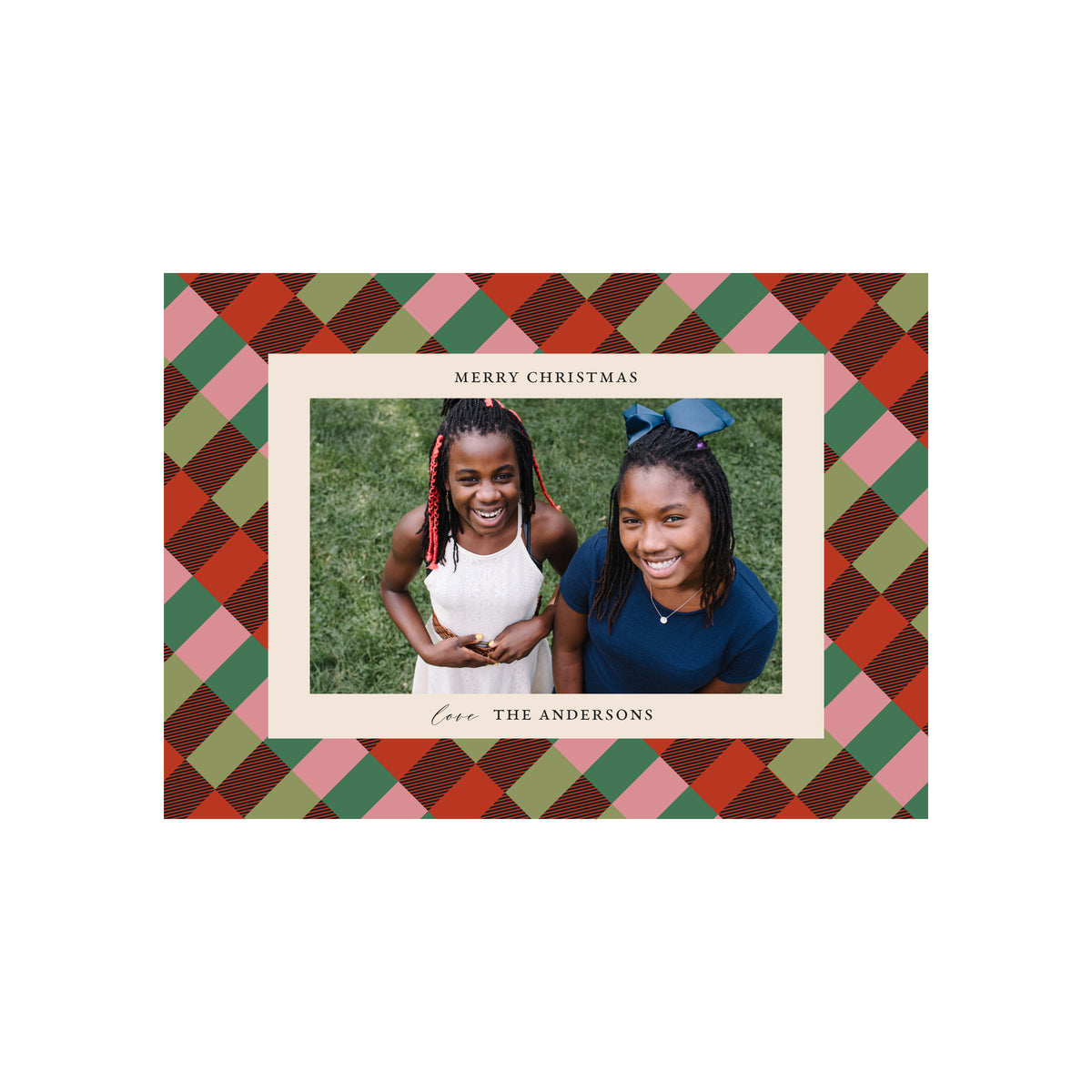 Holiday Greeting Cards - Red, Green & Pink Pattern