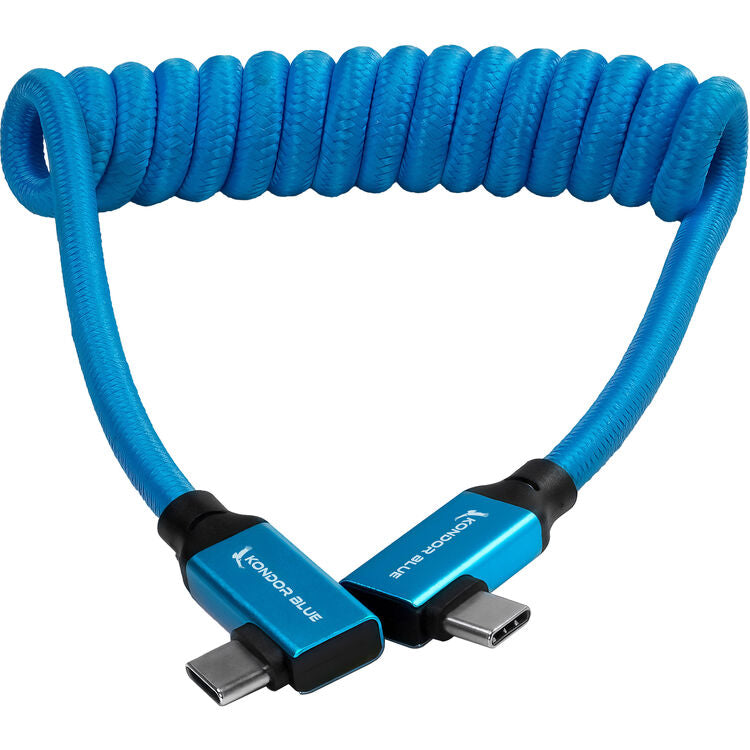 Kondor Blue 12 to 24" Coiled USB-C Right Angle Braided Cable