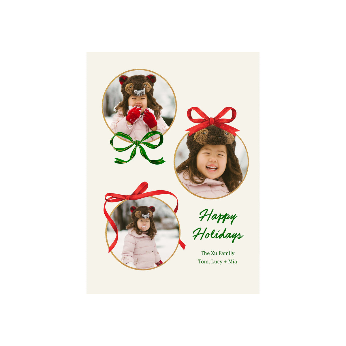 Holiday Greeting Cards - Bulbs with Bows