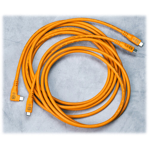 Tether Tools TetherPro Optima 10G USB-C, 6', Straight to Right, High-Visibility Orange