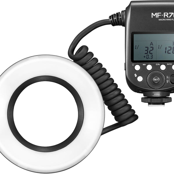 Godox Macro MF-R76 Flash Ad Anello – Doppia Luce Regolabile, Lampada LED Assist, Per Obiettivi 49-77mm, Per Canon Nikon Sony