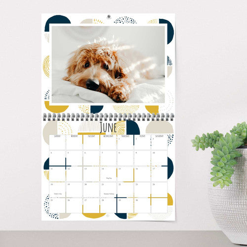 Spiral Bound Calendar - 11x8.5" - Abstract Shapes Design (2026, 12 month)