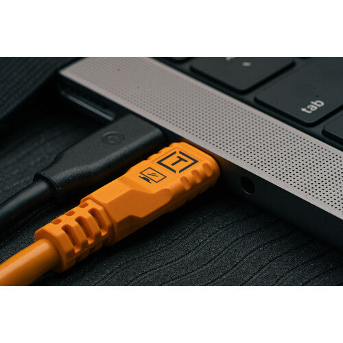 Tether Tools TetherPro Optima 10G USB-C, 6', Straight to Right, High-Visibility Orange