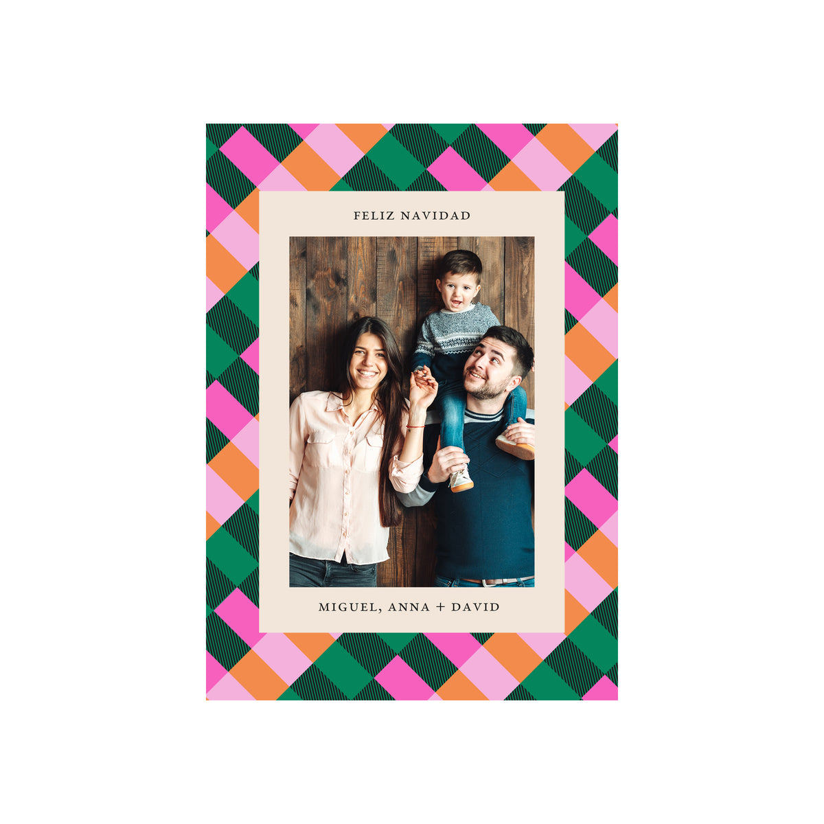 Holiday Greeting Cards - Green, Orange & Pink Pattern