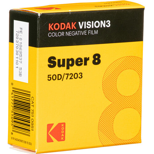 Kodak VISION3 50D Color Negative Film #7203 (Super 8, 50' Roll)